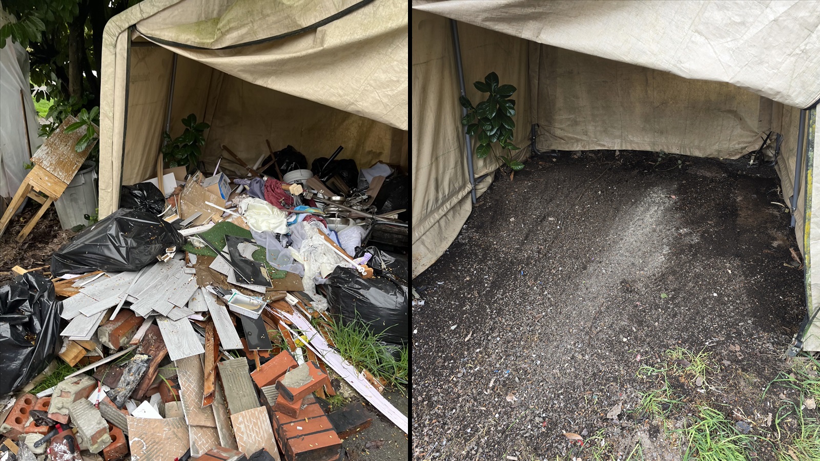 Before and after shed junk removal cleanup for Nanaimo Junk Removal.